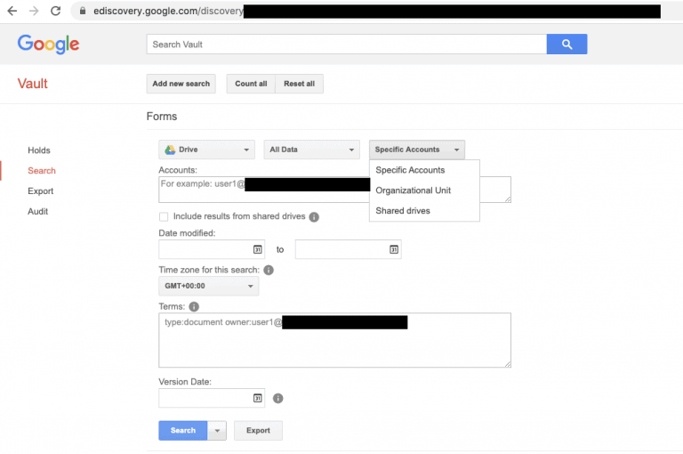 Google Vault eDiscovery