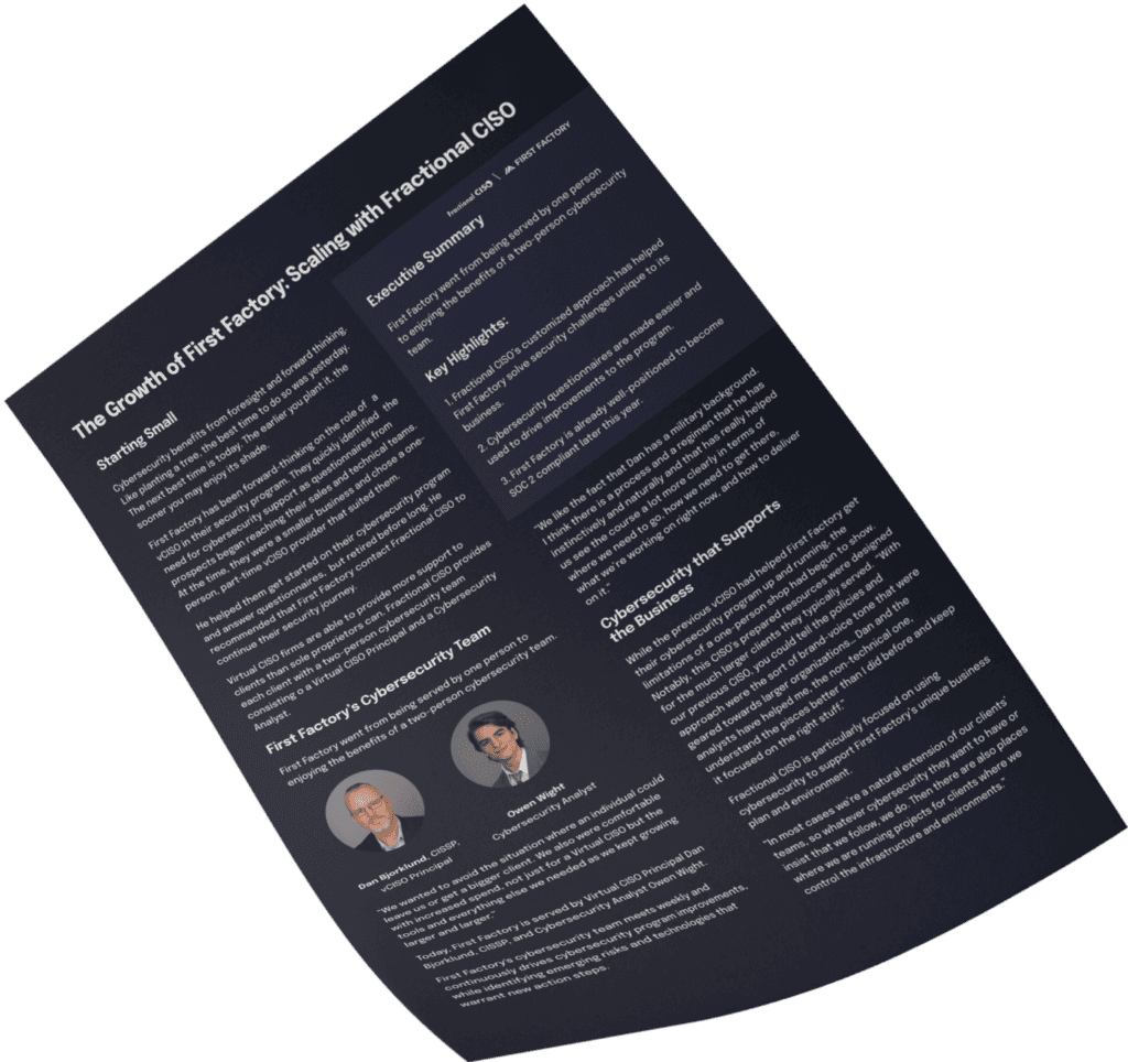 First page of the First Factory Case Study
