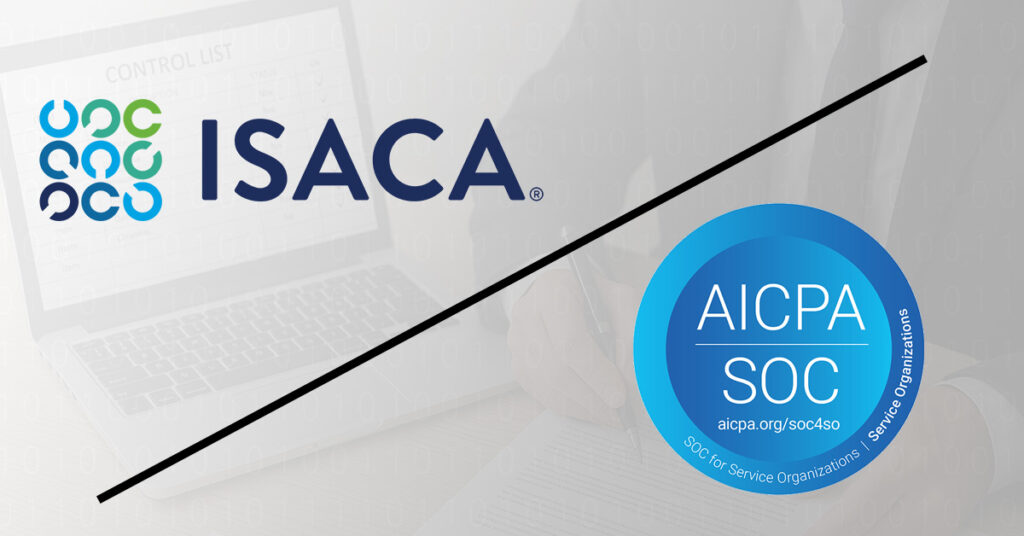 ISACA and the AICPA SOC 2 Logo - Set to compare the two organizations accompanying the article. 