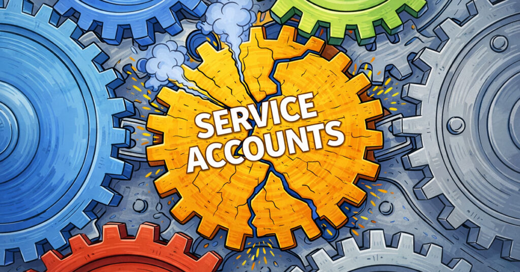 Service Accounts are a gear that can break down. 